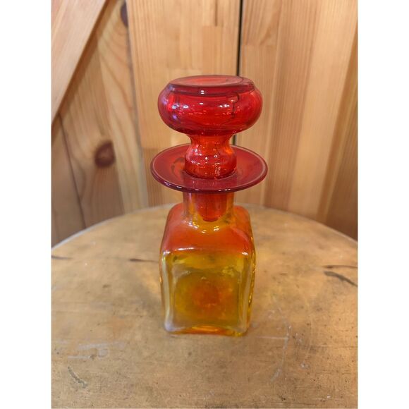 MID CENTURY MODERN Rainbow Glass ART AMBERINA DECANTER BOTTLE 6” (8557) - Picture 1 of 10